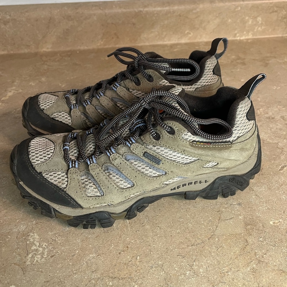Women’s Merrell Tan and Black Trail Hiking Shoes